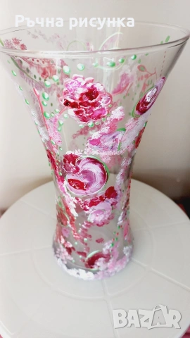 Големи ръчно рисувани стъклени вази, снимка 11 - Декорация за дома - 47083242