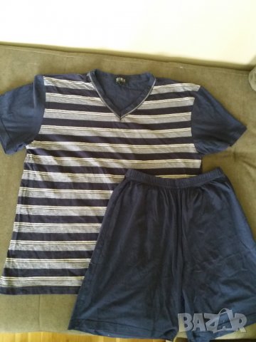 Мъжка памучна пижама с къс ръкав с гащета