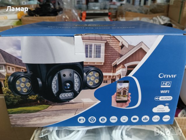 Въртяща се WiFi безжична IP камера 5MP FULL-HD iCSee V380pro  с мощни LED прожектори, снимка 3 - IP камери - 39579561