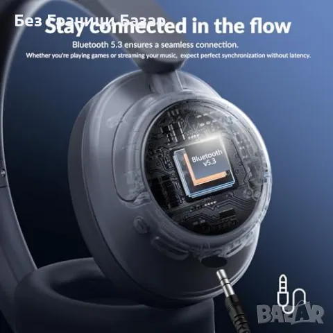 Нови TONEMAC H7 Bluetooth слушалки – ANC, 80ч, Hi-Fi, двойна връзка, снимка 5 - Слушалки и портативни колонки - 49684702