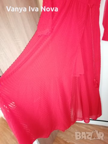 Страхотна дълга червена рокля H&M+подарък червило Max factor , снимка 9 - Рокли - 35453158