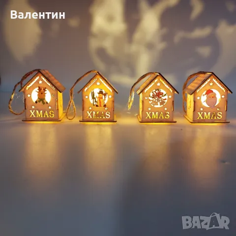 Дървена коледна украса Къщичка 5.5 х 3.5 см, снимка 2 - Други - 48092859