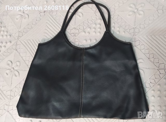 Черна кожена чанта и дамски плик, снимка 3 - Чанти - 43223158
