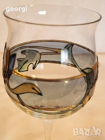 немска дизайнерска изрисувана чаша за вино Nagel, снимка 2 - Чаши - 49515850