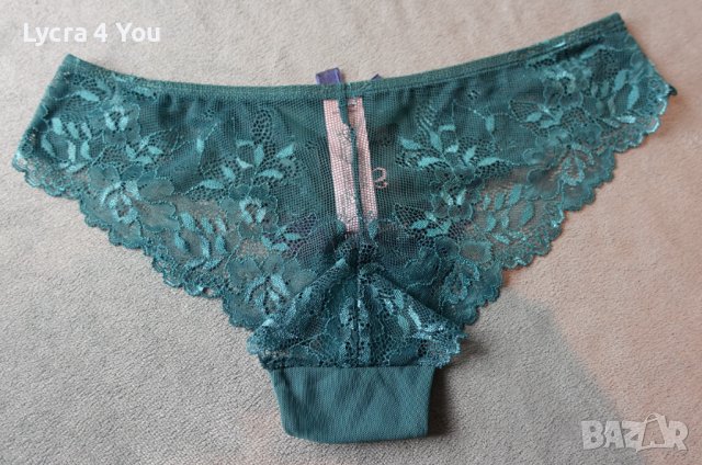 Hunkemoller S размер, нови зелени дантелени бразилиани, снимка 4 - Бельо - 38442762