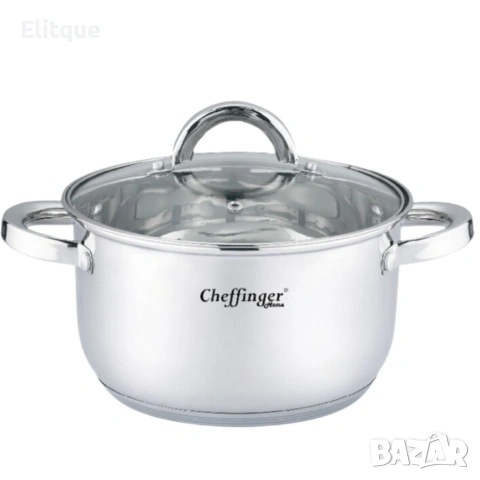 Тенджера от неръждаема стомана Cheffinger с индукционно дъно и стъклен капак, снимка 5 - Съдове за готвене - 53179280