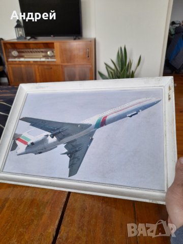 Стара картина,ситопечат,снимка Самолет, снимка 4 - Други ценни предмети - 43255448
