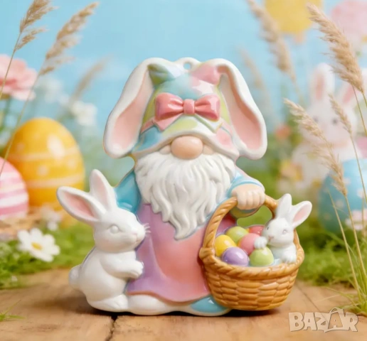 Молд Великден гном с кошница и заек