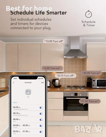 Nooie WLAN  Смарт WiFi контакт съвместим с Alexa и Google Home, снимка 3 - Друга електроника - 50830489