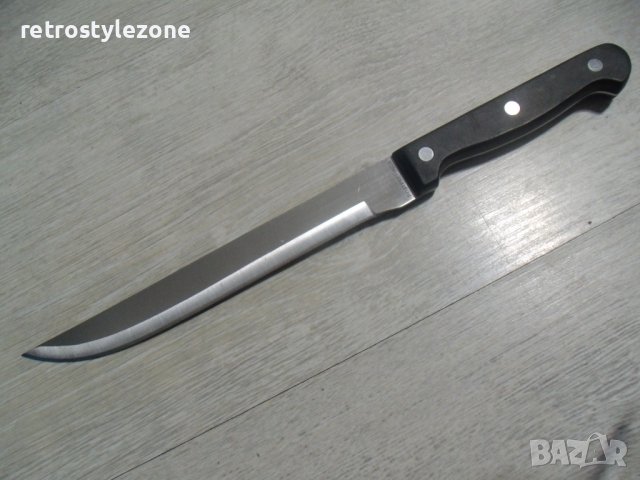 № 7240 стар нож   - домакински   - inox , rostfrei  - дължина 32 см , острие 19,5 см , дебелина 2 мм, снимка 5 - Прибори за хранене, готвене и сервиране - 42946839