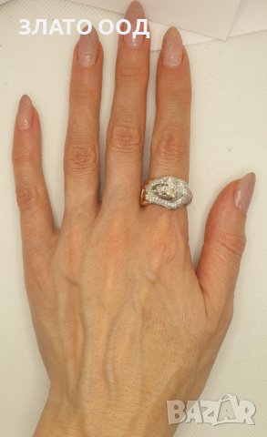 Златни пръстени-18К с диаманти, снимка 5 - Пръстени - 39790190