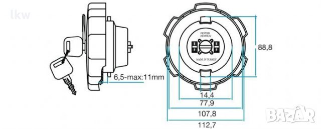 Капачка за резервоар TEK METAL MD-024 -MAN - MERCEDES - VOLVO - SCANIA - RENAULT - KARSAN, снимка 3 - Части - 25640335
