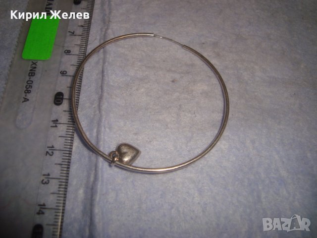 ГОЛЯМА КРАСИВА СТИЛНА КЛАСИЧЕСКИ СТИЛ Тип ХАЛКА СРЕБЪРНА ОБЕЦА СРЕБРО 925 със СЪРЧИЦЕ 32399, снимка 7 - Обеци - 38352342