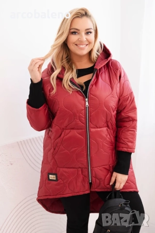 Дамско преходно яке Plus Size, ватирано с качулка, 10цвята , снимка 2 - Якета - 52951106