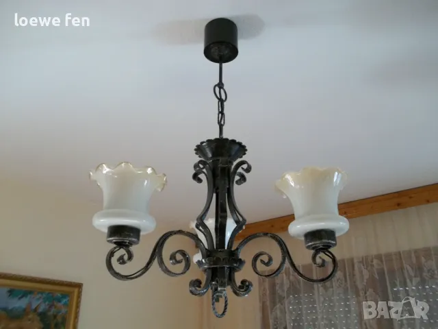 Полилей ковано желязо ръчна изработка масивен и тежък !, снимка 2 - Полилеи - 48378425