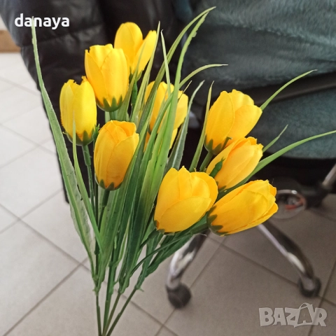 2858 Изкуствени цветя букет от лалета, 30см, снимка 10 - Изкуствени цветя - 51977419