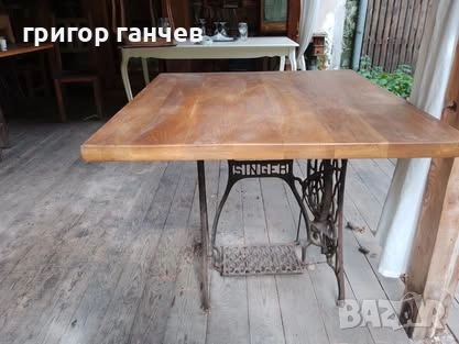 Маса с масивен плот от слепена дървесина - дъб, снимка 4 - Маси - 52066732