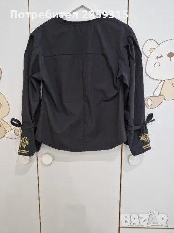 Елегантна дамска черна риза - размер S, M, снимка 5 - Ризи - 49215143