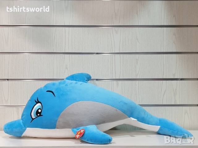 Нов голям плюшен делфин в син цвят, 90см, снимка 6 - Плюшени играчки - 51985723