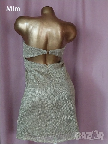 42 Златиста къса рокля , снимка 3 - Рокли - 53561103