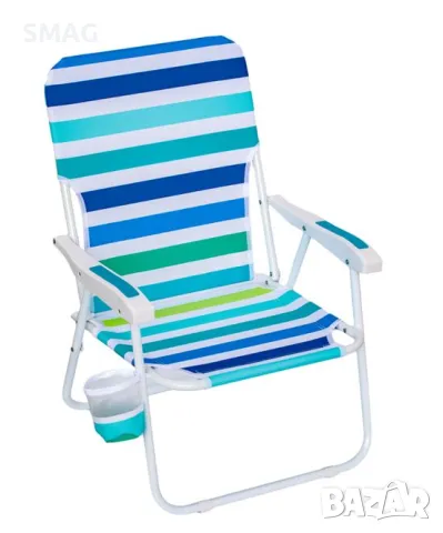Плажен стол синьо зелено райе сгъваем с дръжки 58x56x74cm S_1222486