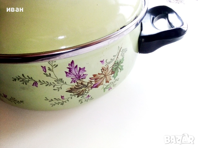 Стара неупотребявана емайлирана тенджера "МЗ Брацигово", снимка 3 - Антикварни и старинни предмети - 52886377