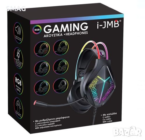 Слушалки за игри с регулируем микрофон и RGB светлина, снимка 4 - Слушалки и портативни колонки - 43426004