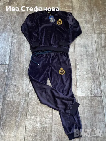 Нов плюшен тъмно син детски  сет комплект от две части , горнище и долнище кадифена прегръдка , снимка 5 - Детски комплекти - 47292165