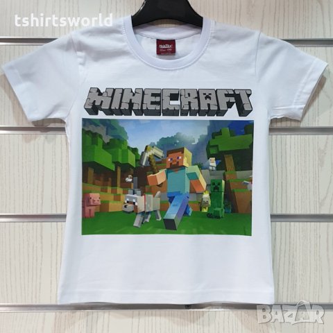 Нова бяла детска тениска с дигитален печат MINECRAFT (Майнкрафт), снимка 6 - Детски тениски и потници - 32607577