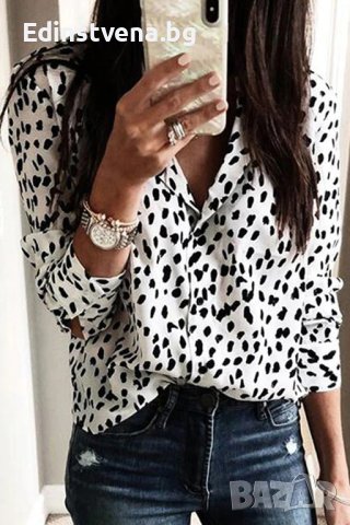 Дамска риза с дълъг ръкав и леопардов принт, снимка 2 - Ризи - 40526328