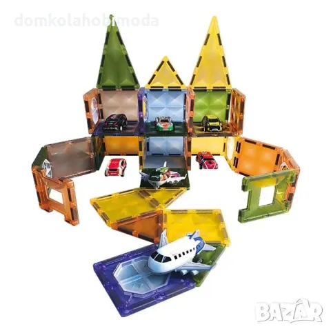 Магнитен конструктор с писта за коли, 72 части, снимка 4 - Образователни игри - 47640119