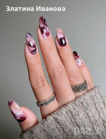 Самозалепващи изкуствени нокти 24 бр. + лепило в комплект, снимка 2 - Продукти за маникюр - 52660816