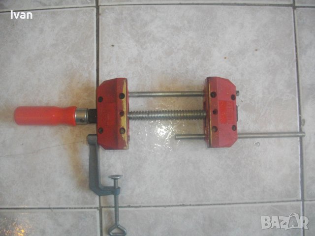 Дърводелско Менгеме-Старо Качество-WEST GERMANY-BESSEY S10-Отлично-Отваря 105 мм-Челюсти 90мм-Стяга, снимка 4 - Менгемета - 43202898