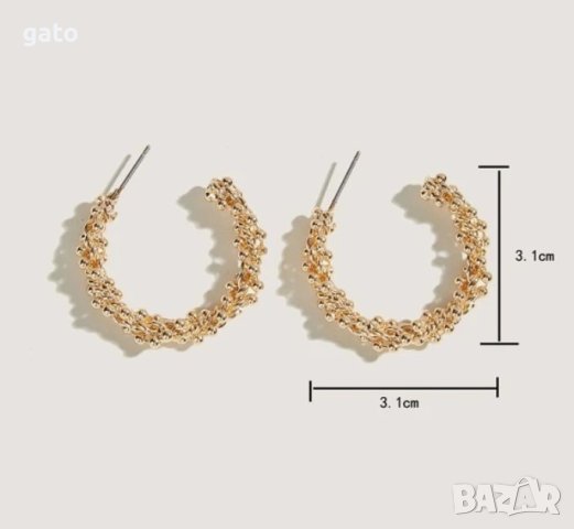 Кръгли обеци в златисто, снимка 3 - Обеци - 43428524