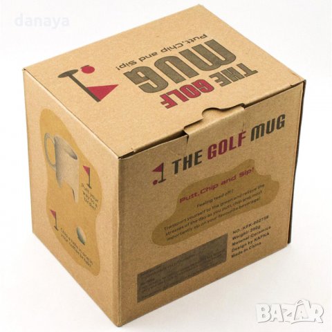 1289 Бяла керамична чаша Голф със стик химикал и топче, снимка 3 - Чаши - 27267301