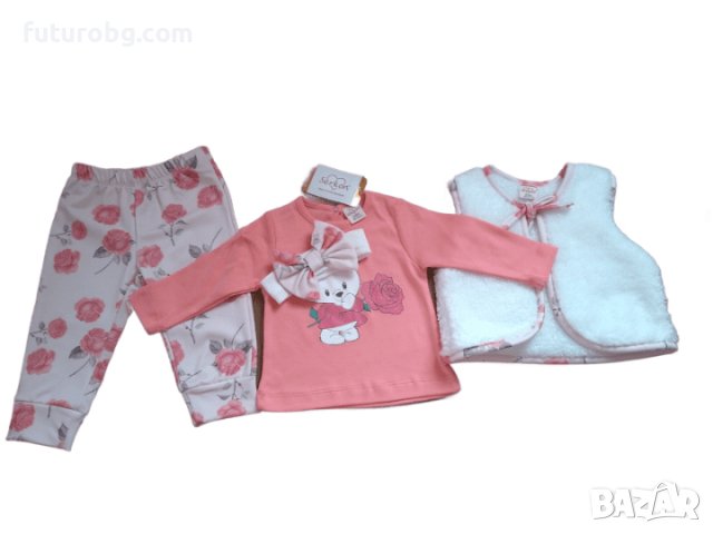 Комплект от четири части за бебе момиче в розово и бяло, снимка 4 - Комплекти за бебе - 39264042