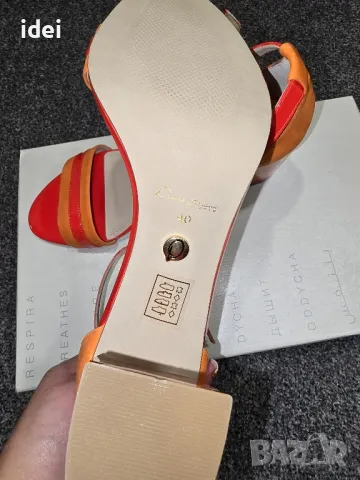 Красиви дамски сандали голям номер 40 оранжеви, снимка 4 - Сандали - 47902449