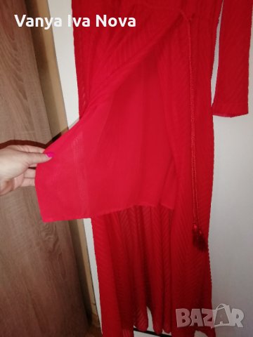 Страхотна дълга червена рокля H&M+подарък червило Max factor , снимка 5 - Рокли - 35453158