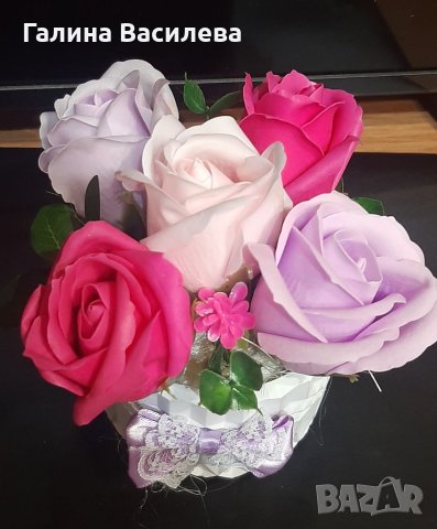 Букет от сапунени рози , снимка 9 - Романтични подаръци - 36791392