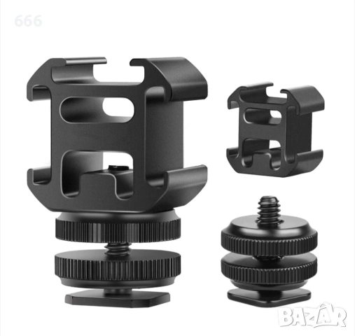 Адаптер за монтиране на камера + комплект тройна студена обувка за микрофон, LED светлина, монитор