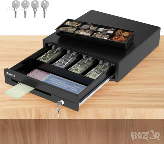 40 см здраво касово чекмедже за ПОС система – напълно подвижна тава, 4 банкноти/8 монети, снимка 1