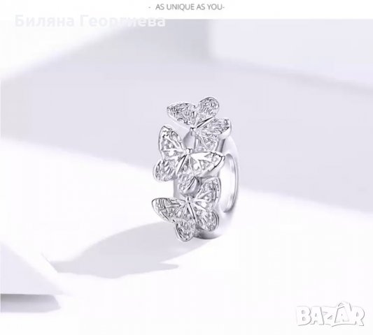 Талисман за гривна Пандора пеперуди Butterfly модел 023, снимка 6 - Гривни - 34631125