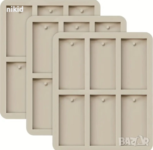 6 правоъгълни правоъгълник таг табели тагове етикети модел 1 силиконов молд форма шоколад гипс