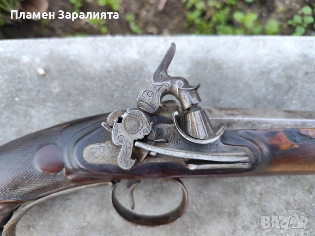 Автентична капсулна пушка с микелет и дамаскова цев, снимка 3 - Антикварни и старинни предмети - 52788304