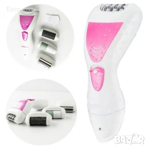 Уред за красота 4 в 1 приставки за обезкосмяване, тример, полиране на пети, снимка 3 - Електрически пили за пети - 48358978