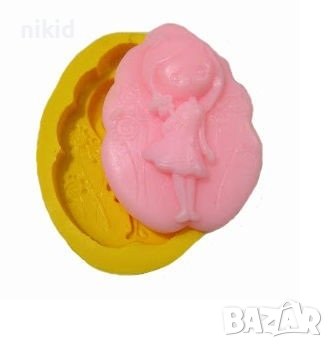 3D Нежно момиченце с цвете дълбок силиконов молд форма калъп за торта фондан шоколад гипс сапун, снимка 5 - Форми - 26278699