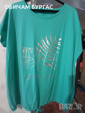 НОВА 3xl ПРЕКРАСНА БЛУЗКА С ЩАМПА С ТЮРКОАЗЕН ЦВЯТ, снимка 3 - Тениски - 50996514