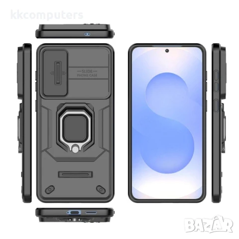 Samsung Galaxy S25 Edge Magnetic Case Lens /Kickstand PC + TPU Удароустойчив Ring Holder Калъф и Про, снимка 5 - Резервни части за телефони - 50614973