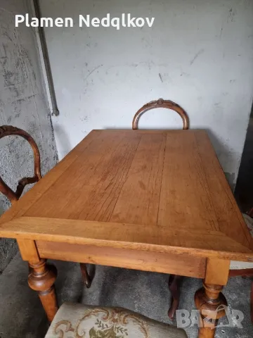Дървена маса плюс четири стола., снимка 3 - Маси - 47592064