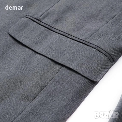 YFFUSHI Мъжко сако Slim Fit с папионка и 1 копче, класическо леко сако, сиво, XL, снимка 6 - Сака - 52443097